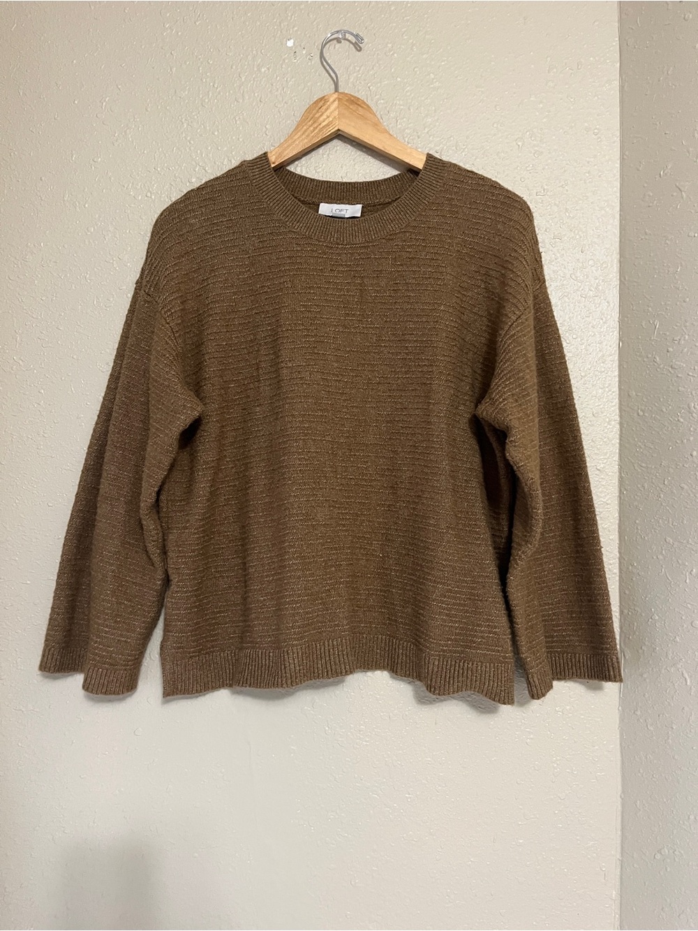 LOFT Outlet Heather-Brown Ribbed Pullover Sweater Size Medium